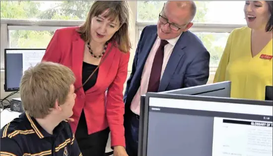  ??  ?? SA minister for Education and Child Developmen­t Susan Close (left), Premier Jay Weatherill, and Labor candidate for Badcoe Jayne Stinson at Plympton Internatio­nal College.