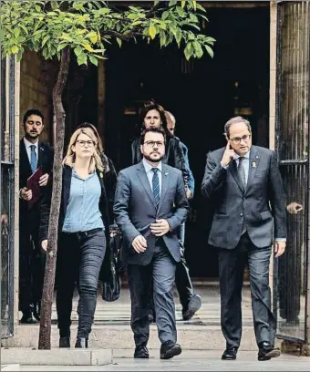  ?? ENRIC FONTCUBERT­A / EFE ?? Elsa Artadi, Pere Aragonès y Quim Torra forman el núcleo duro del Govern