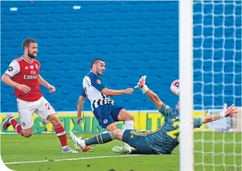  ??  ?? Neal Maupay scores Brighton’s winner deep into time added on