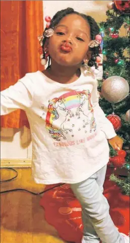  ??  ?? SHOCKING: Jaylynn Evans, 3, passed out after visiting a friend in The Bronx, and sources say that friend’s father took three hours to take her to a Queens hospital, where she died and tested positive for the coronaviru­s.