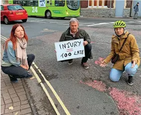  ?? ?? Green Party councillor­s in Bedminster, Southville and Windmill Hill are calling on the council to fix the damaged road surface