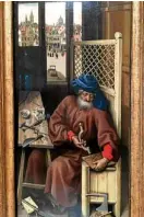  ??  ?? Right wing of the “Annunciati­on Triptych” (“Mérode Altarpiece”) from the workshop of Robert Campin, oil on oak, Belgium, circa 14271432, showing St. Joseph in his workshop, with then presentday Belgium in the background