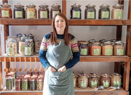  ?? ?? GOING GREEN: Sally Bateman at Green Grams, a new zero waste coffee shop and store in Merrial Street. Photo: Steve Bould