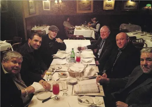  ?? Facebok ?? Toronto Mayor Rob Ford, back right, had a raucous lunch at a renowned Toronto steak house this week with George Chuvalo, front right, the boxing great who became an anti-drug crusader, and Marvin ‘The Weasel’ Elkind, front left, a former driver for...