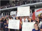  ?? PHELAN M. EBENHACK/AP ?? Spectators show their support for Canada’s players before Canada’s SheBelieve­s Cup game against the United States in Orlando, Florida.