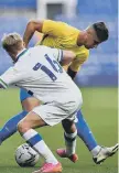  ??  ?? Kenton Richardson in action at Prenton Park.