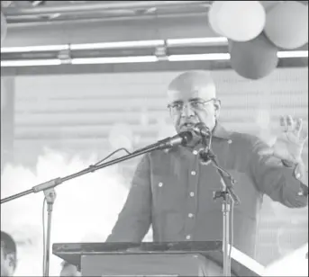  ?? ?? Vice-president Bharrat Jagdeo during his address (DPI photo)