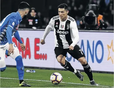  ?? /SALVATORE LAPORTA/GETTY IMAGES ?? Cristiano Ronaldo will have to lead Juventus to an improbable task of seeing off a defensive Atletico Madrid in tonight’s match in Turin.