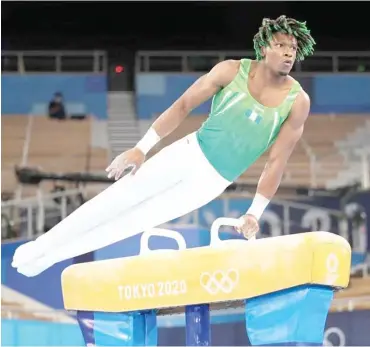  ??  ?? Gymnast Uche Eke is making his debut in Tokyo and it is also the first time Nigeria will feature in gymnastics at the Olympics