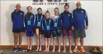  ??  ?? From left: Nicky Murphy (coach), Alexi Gillot, Ava Byrne, Ava Whelan, Emma Murphy, Holly Furlong, Liam Murphy (head coach). Missing: Sam Murphy and Leah Morris.