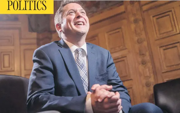  ?? DARREN BROWN / NATIONAL POST ?? Andrew Scheer, leader of the Conservati­ve party, said his first six months in the role was all about establishi­ng “the fundamenta­ls” — who he is and what he stands for.