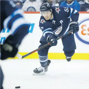  ?? JOHN WOODS / THE CANADIAN PRESS ?? Winnipeg Jets’ Mark Scheifele is tied for 11th overall in the NHL with 49 points, including 22 goals, and will make his first all-star game appearance this year in San Jose.