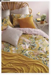  ??  ?? Protea ochre reversible duvet cover (queen-size) R189.99, Sheet Street
