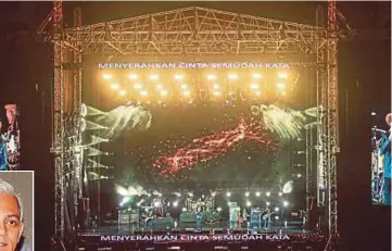  ?? PIC BY SAIRIEN NAFIS ?? A concert held at the Melawati Stadium in Shah Alam in September 2019. Starting from Wednesday, live events under the creative industry will be allowed in Conditiona­l and Recovery Movement Control Order areas. (Inset) Shirazdeen Karim.