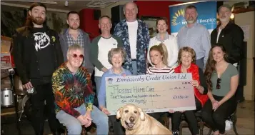  ??  ?? Back: Ben Hogan, Martin Crimmings, Pat Murphy, Richard King, Mary Walsh (Hospice), Niall Holohan and Brendan Carty. Front: Eddie Crean, Una Murphy (Hospice), Karen Franklin, Jean Lett (Hospice), Laura Franklin and mascot ‘Max’.