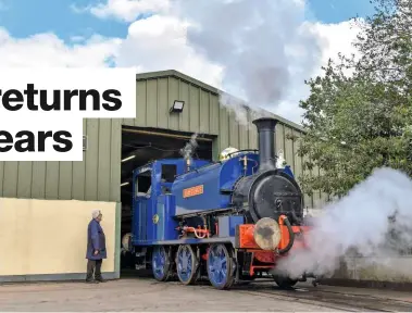  ?? JOEY EVANS ?? Owner Mike Hart looks on as Hunslet Works No. 469 Hastings, minus its coupling rods, moves under its own power for the first time in 56 years at the Statfold Barn Railway on May 7.