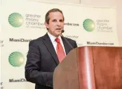  ?? ROBERTO VALLADARES Greater Miami Chamber of Commerce ?? Former Miami Mayor Manny Diaz speaks at the South Florida Real Estate Summit.