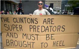  ??  ?? Demonstrat­ors gather at Thomas Paine Plaza, near Philadelph­ia City Hall, on Thursday, the last day of the Democratic National Convention. Hillary Clinton was booed by a small group of protesters as she delivered her speech formally accepting the party’s nomination for President. Her supporters responded with chants of “Hillary”. —