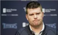  ?? MARK HUMPHREY — THE ASSOCIATED PRESS ?? Tennessee Titans general manager Jon Robinson listens to a question during an NFL football news conference Monday in Nashville, Tenn.