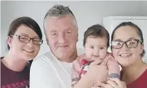  ??  ?? Stewart Anderson, pictured holding granddaugh­ter Neve Allcroft, with daughters Kelly Beston, left and Kay Allcroft.