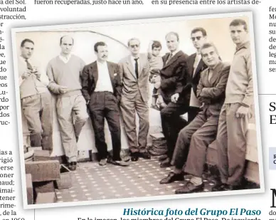  ??  ?? Histórica foto del Grupo El Paso En la imagen, los miembros del Grupo El Paso. De izquierda a derecha, Manuel Ayllón, Antonio Saura, Manuel Rivera, Martín Chirino, Manuel Millares, Rafael Canogar, Manuel Viola y Luis Feito