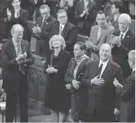  ?? SEAN KILPATRICK / THE CANADIAN PRESS ?? The Aga Khan, spiritual leader of the Ismaili Muslims, is applauded as he arrives to deliver an address on Parliament Hill in 2014.