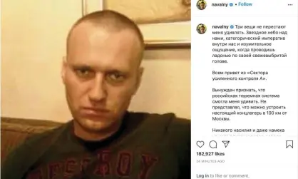  ?? Photograph: @Navalny/Reuters ?? A photo of Alexei Navalny posted on Instagram on 15 March.
