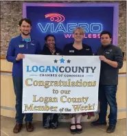  ?? COURTESY PHOTO ?? Viaero Wireless is #tyingtheco­mmunitytog­ether as this week’s Logan County Chamber of Commerce Member of the Week. Pictured Beau, Scarlett, Rachel, and Joel.
