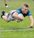  ??  ?? TRY TIME: St Andrew’s College’s Matt More scores the final try of the match against Graeme College at the weekend