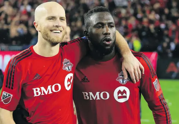  ?? VAUGHN RIDLEY/GETTY IMAGES/FILES ?? Midfielder Michael Bradley, left, and forward Jozy Altidore of Toronto FC are among the big-spending team’s highest-paid players.