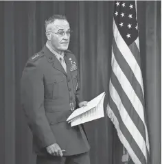  ?? MANUEL BALCE CENETA, AP ?? Joint Chiefs Chairman Gen. Joseph Dunford holds a briefing Monday at the Pentagon.