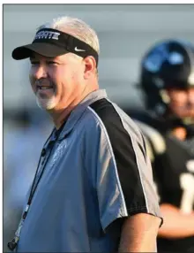  ?? (Special to the Democrat-Gazette/Jimmy Jones) ?? Little Rock Southwest Coach Daryl Patton, shown here coaching Bauxite in 2018, has completed his staff of nine assistants. The Gryphons will compete in the 7A-Central Conference for the 2020 and 2021 seasons.