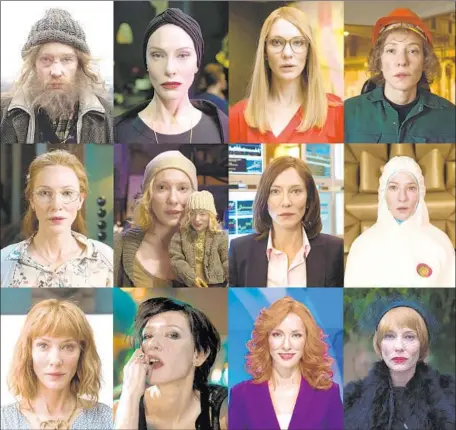  ?? Julian Rosefeldt VG Bild-Kunst, Bonn 2018 ?? THE MANY FACES of Cate Blanchett in artist Julian Rosefeldt’s “Manifesto,” 2015. A multi-screen film version is now screening in L.A.