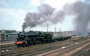  ?? ?? Several of the versatile LMS/BR ‘Black Fives’ have featured on the main line since 1971, including No. 5305 – seen leaving York with a circular trip via Leeds and Harrogate on June 17, 1979.