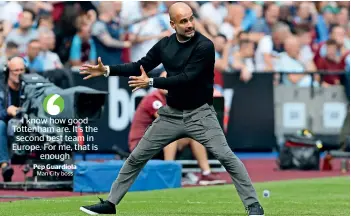  ?? — AFP ?? PEP’S VERDICT: Pep Guardiola believes Manchester United, Chelsea and Arsenal will also pose a threat to prevent City and Liverpool fighting out a two-horse race for the title like last season.