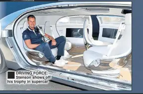  ??  ?? DRIVING FORCE: Stenson shows off his trophy in supercar