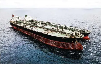  ?? COAST GUARD/AFP INDONESIA ?? Indonesia has seized an Iranian tanker and Panamanian vessel suspected of illegally transferri­ng oil in its waters.