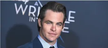  ?? CITIZEN NEWS SERVICE PHOTO ?? Chris Pine arrives at the world premiere of A Wrinkle in Time on Feb. 26 in Los Angeles. Pine stars in Outlaw King, which will kick off the Toronto Internatio­nal Film Festival.