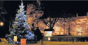  ??  ?? Lights on the tree at Ormskirk Parish Church will be switched on, from where dignitarie­s will walk to the Clock Tower for the main switch-on