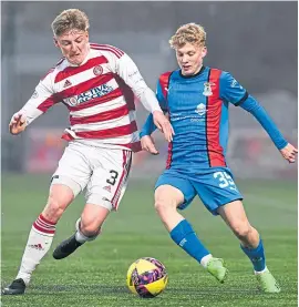  ?? ?? Hamilton’s Matthew Shiels and Inverness’ Keith Bray in a tussle