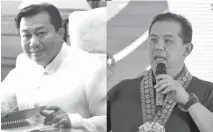  ?? / FILE ?? NAGDUDA: Si kanhi House Speaker Pantaleon Alvarez (wala) nagduda nga si House Speaker Martin Romualdez (tuo) nagplano nga magpreside­nte.