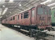  ?? ?? Time is being called on two-thirds of this Grouping era first-generation EMU, which is currently stored at Margate. Only one driving end will be retained by the Heritage Electric Traction Trust due to its condition and insufficie­nt support. HETT