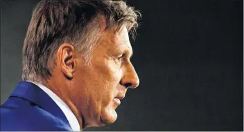  ?? CP PHOTO ?? Maxime Bernier announces he will leave the Conservati­ve party during a news conference in Ottawa Thursday.