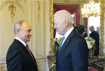  ?? KEYSTONE ?? Il presidente russo e quello americano durante il loro ultimo incontro a Ginevra, nel2021