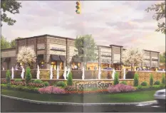  ?? Brad Durrell / For Hearst Connecticu­t Media ?? A developer rendering of the proposed Fountain Square building, corner of Bridgeport Avenue and Parrott Drive, that would include a Mission BBQ restaurant.