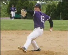  ?? EVAN WHEATON — MEDIANEWS GROUP ?? Phoenixvil­le pitcher Dylan Antonini winds back to deliver against Upper Merion during a PAC Frontier baseball game at Bridgeport Memorial Field on Tuesday.