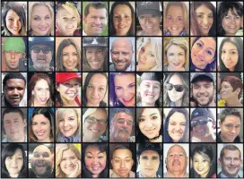  ?? [AP PHOTO] ?? This photo combinatio­n shows some of the victims of the mass shooting that occurred at a country music festival in Las Vegas on Oct. 1. Top row from left are: Hannah Ahlers, Heather Warino Alvarado, Carrie Barnette, Steven Berger, Candice Bowers,...