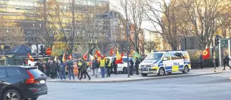  ?? ?? PKK sympathize­rs hold a rally in Stockholm, Sweden, Nov. 12, 2022.