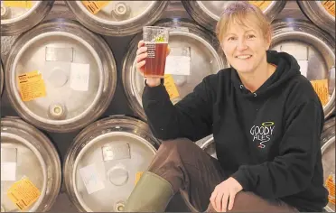  ??  ?? Karen Goody, of Goody Ales which operates the Beer on the Pier bar in Herne Bay, says delivery and takeaway trade is helping to keep her business afloat