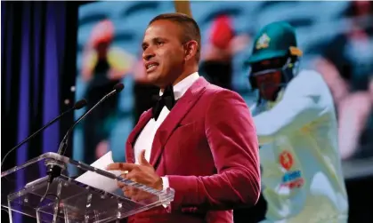  ?? ?? Usman Khawaja was delayed by a visa issue before being cleared to fly to India with his teammates. Photograph: Mark Evans/Getty Images